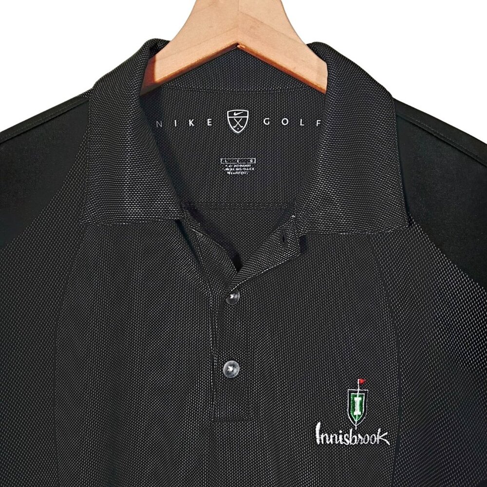 Nike Golf Mens Polo Shirt Black Short Sleeves Innisbrook Logo Embroidered Size L
